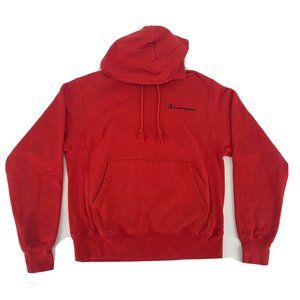 Champion Reverse Weave‎ Long Sleeve Hoodie Sweatshirt Red Small Embroidered